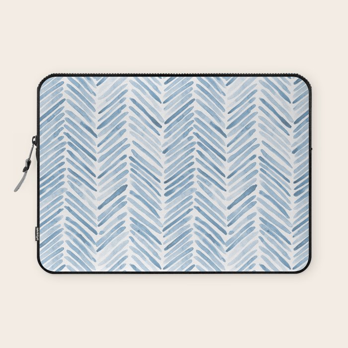 Baby blue watercolor herringbone  Laptop Sleeve Gallery Image 1