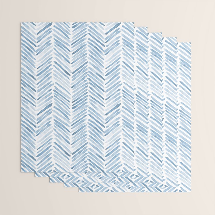 Baby blue watercolor herringbone  Wrapping Paper Gallery Image 3