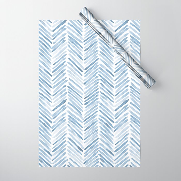 Baby blue watercolor herringbone  Wrapping Paper Gallery Image 1