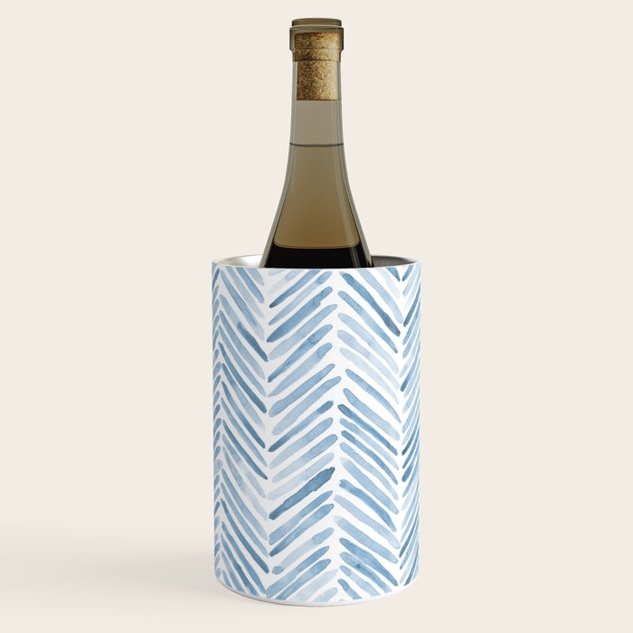 Baby blue watercolor herringbone  Wine Chiller Gallery Image 3