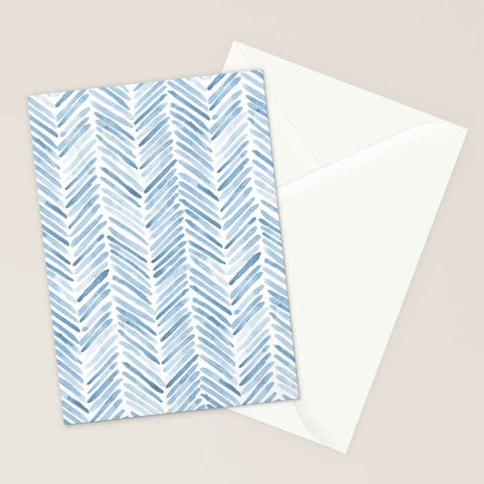 Baby blue watercolor herringbone  Stationery Card Gallery Image 2