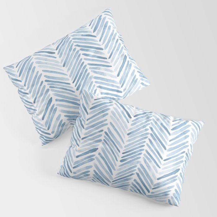 Baby blue watercolor herringbone  Pillow Sham Gallery Image 3