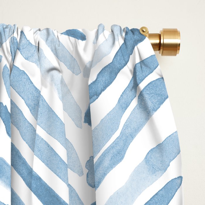 Baby blue watercolor herringbone  Window Curtain Gallery Image 2
