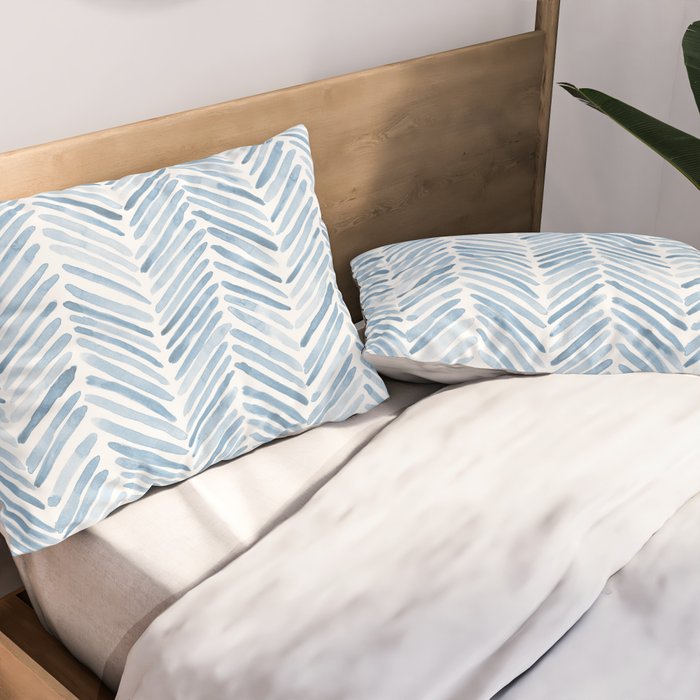 Baby blue watercolor herringbone  Pillow Sham Gallery Image 2