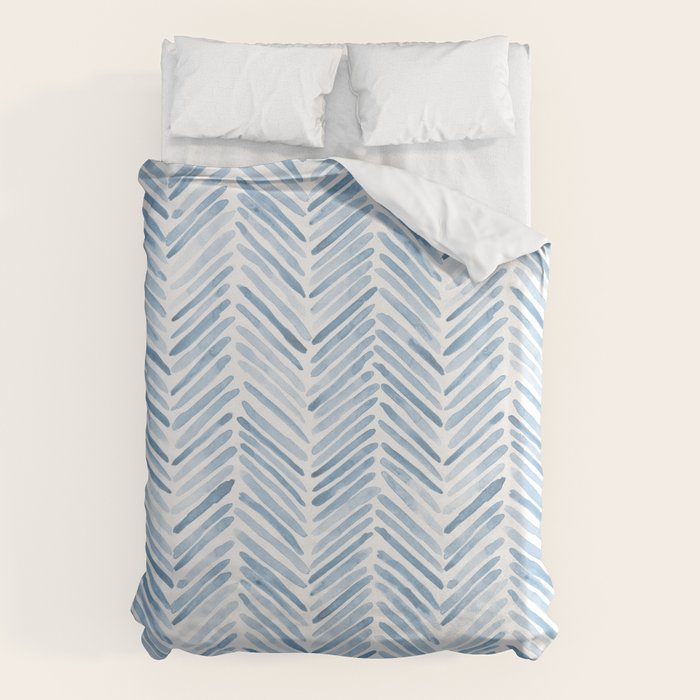 Baby blue watercolor herringbone  Duvet Cover Gallery Image 6