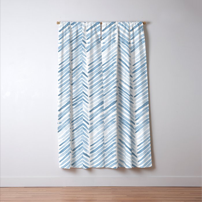 Baby blue watercolor herringbone  Window Curtain Gallery Image 3