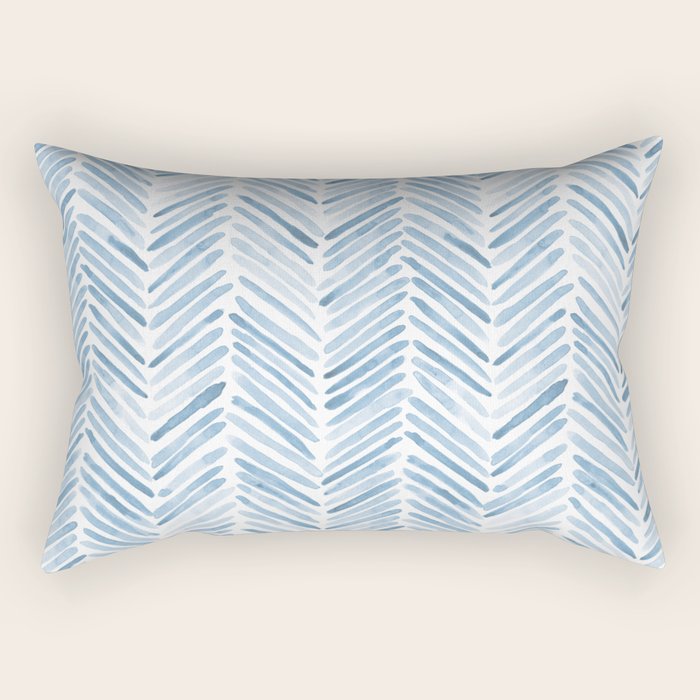 Baby blue watercolor herringbone  Rectangular Pillow Gallery Image 2