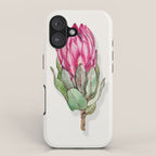 Protea flower painted in watercolor iPhone Case Gallery Image 1