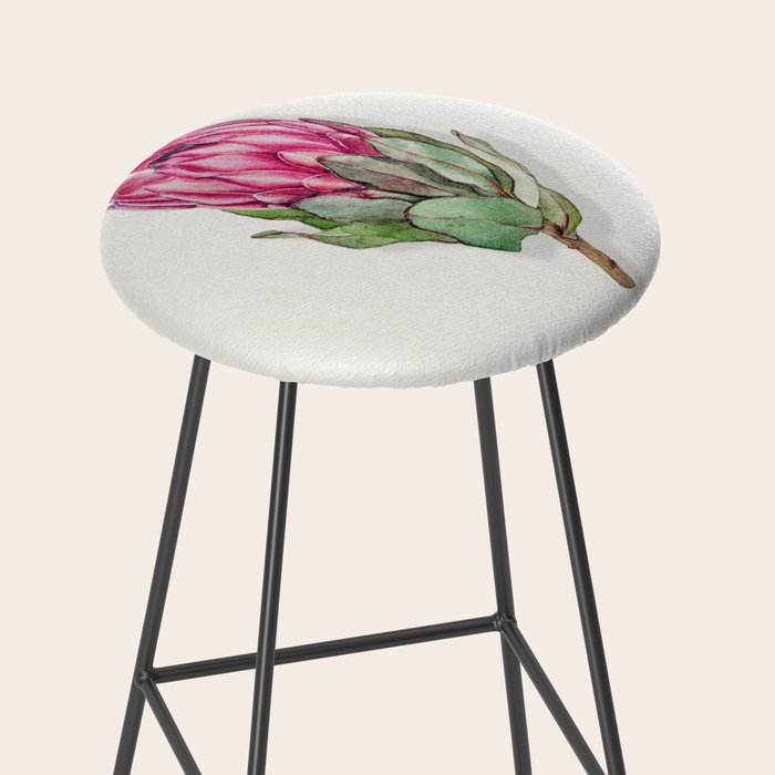 Protea flower painted in watercolor Stool Gallery Image 2