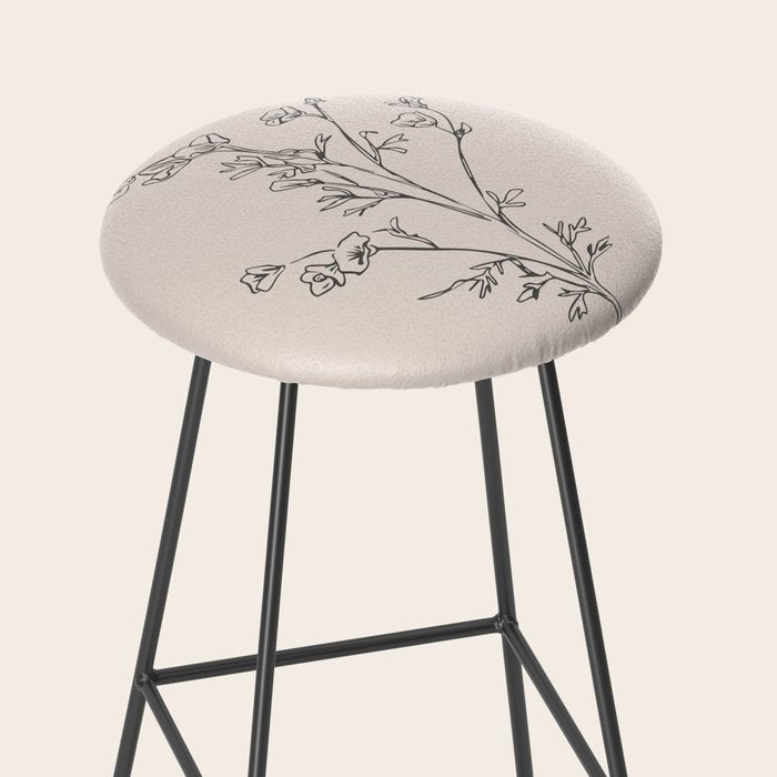 Minimal Line Art Flowers 5 Stool Gallery Image 2