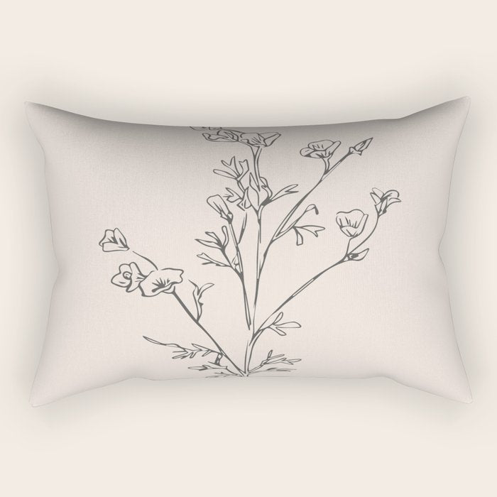 Minimal Line Art Flowers 5 Rectangular Pillow Gallery Image 2