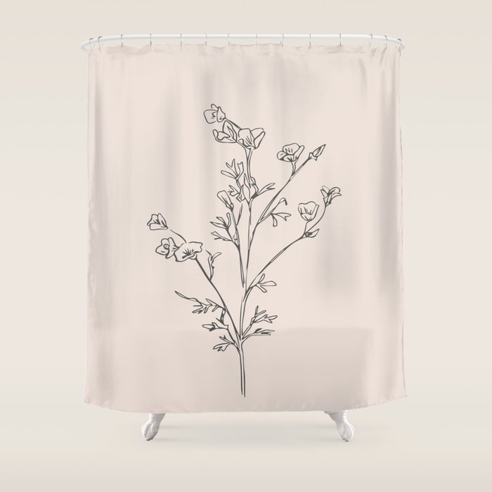 Minimal Line Art Flowers 5 Shower Curtain Gallery Image 1