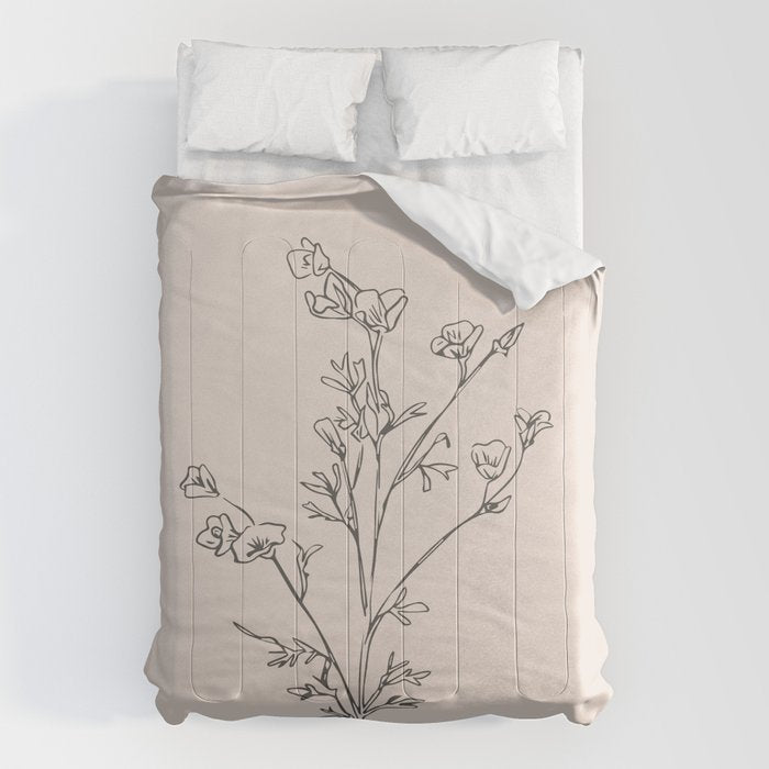 Minimal Line Art Flowers 5 Comforter Gallery Image 6
