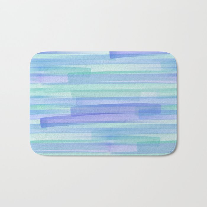 Abstract Watercolor Waves in Cool Blue Bath Mat Gallery Image 1