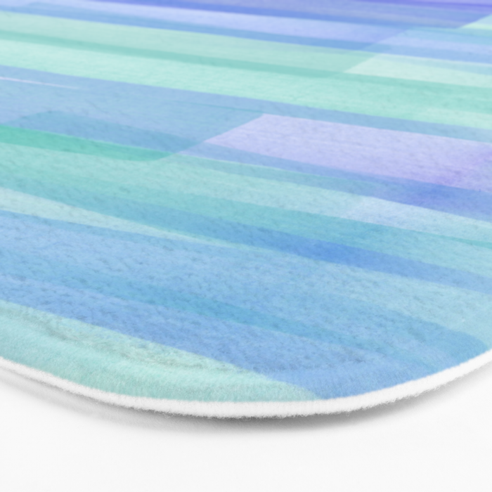 Abstract Watercolor Waves in Cool Blue Bath Mat Gallery Image 3