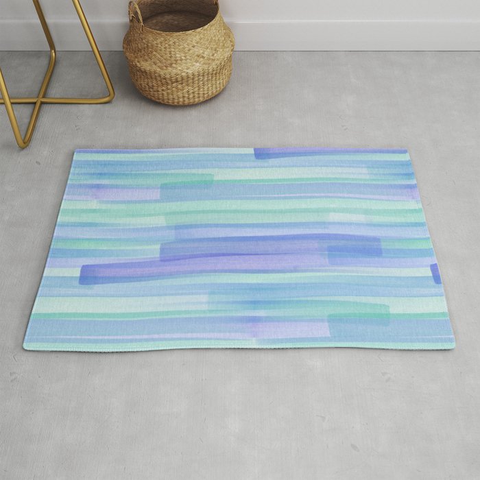Abstract Watercolor Waves in Cool Blue Rug Gallery Image 1
