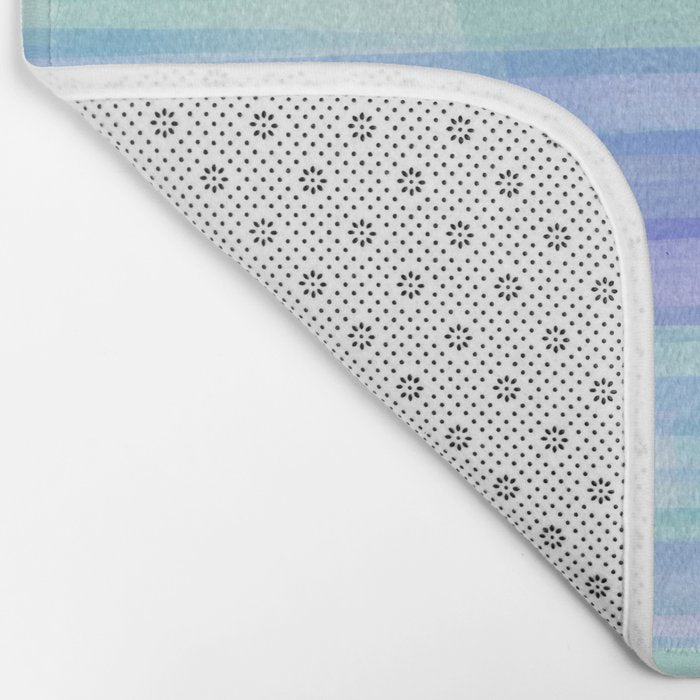 Abstract Watercolor Waves in Cool Blue Bath Mat Gallery Image 2