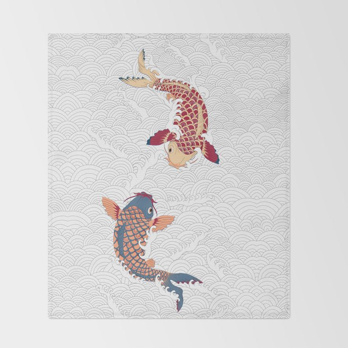 koi fish bold graphic Throw Blanket Gallery Image 2