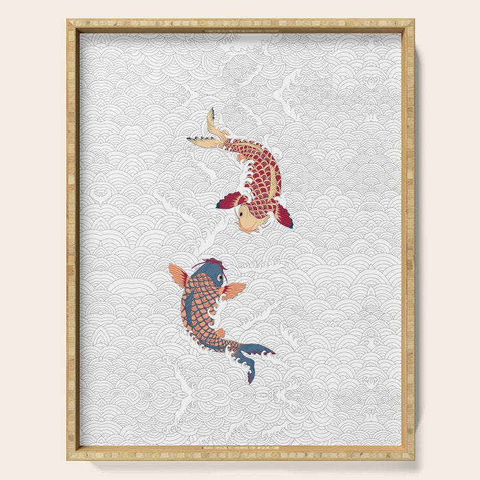 koi fish bold graphic Serving Tray Gallery Image 1