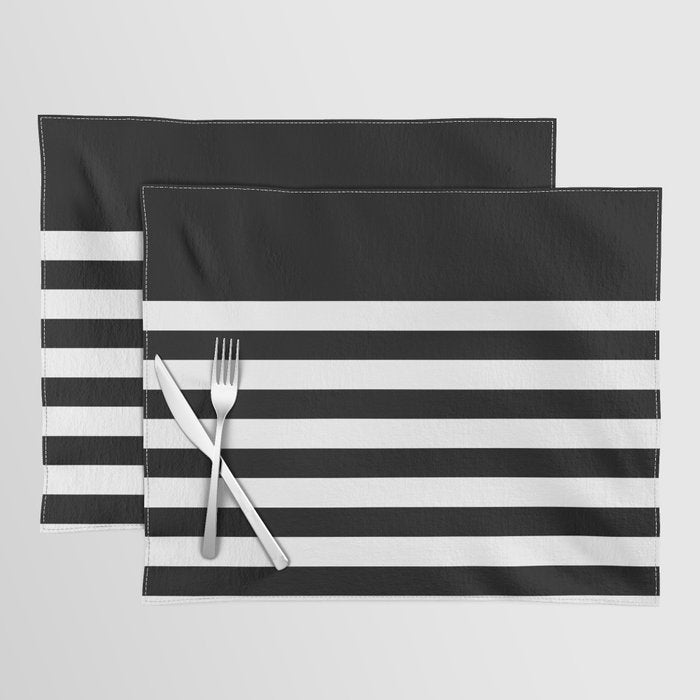 Elegant Black & White Stripes Placemat Gallery Image 1