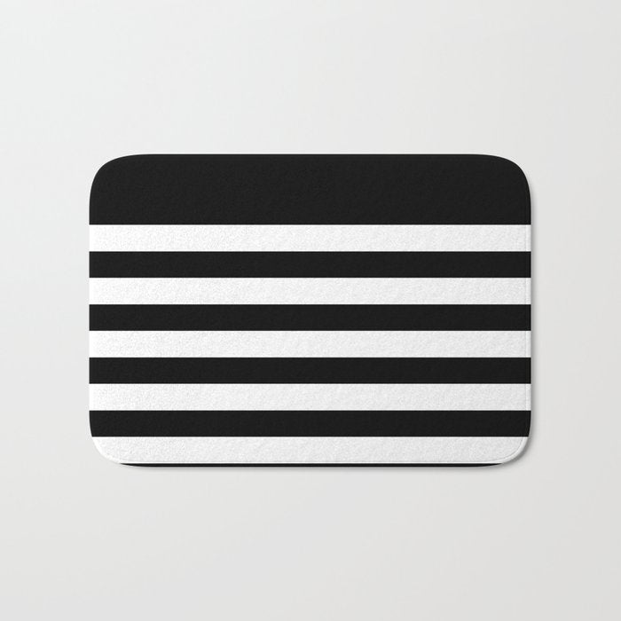 Elegant Black & White Stripes Bath Mat Gallery Image 1