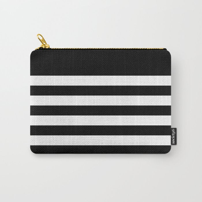 Elegant Black & White Stripes Carry All Pouch Gallery Image 1