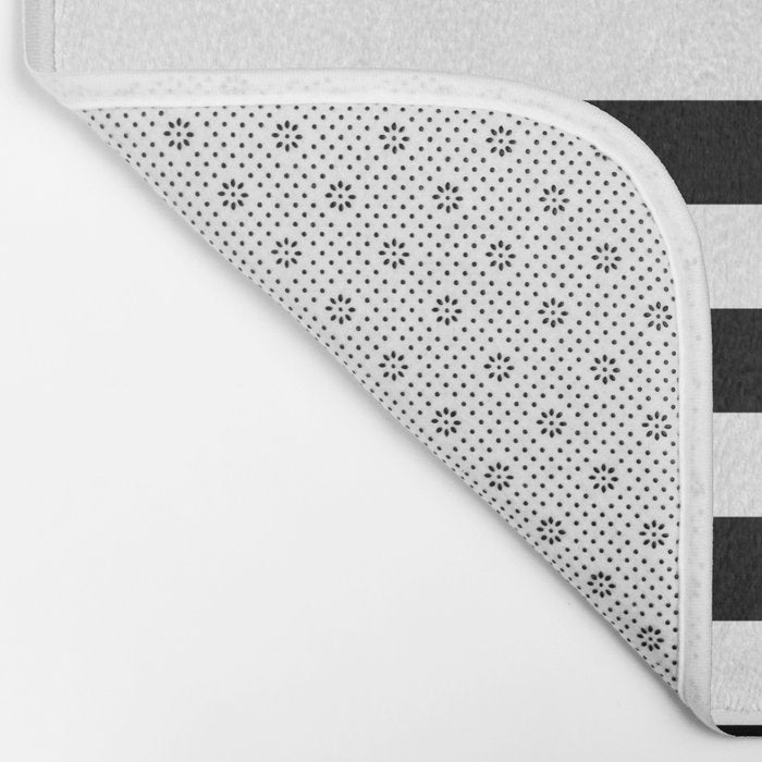Elegant Black & White Stripes Bath Mat Gallery Image 2