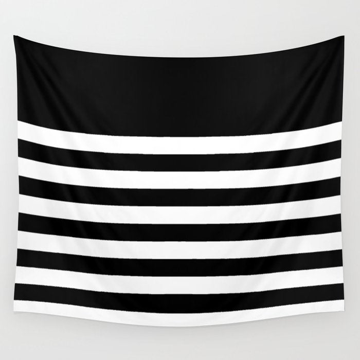 Elegant Black & White Stripes Wall Tapestry Gallery Image 4