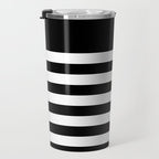 Elegant Black & White Stripes Travel Mug Gallery Image 3