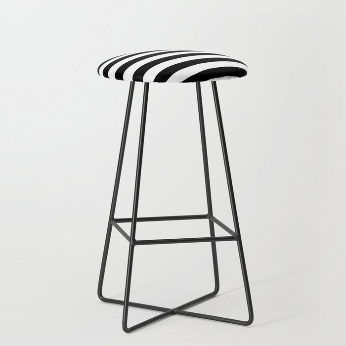 Elegant Black & White Stripes Stool Gallery Image 1
