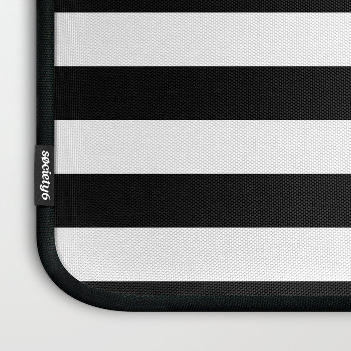 Elegant Black & White Stripes Laptop Sleeve Gallery Image 3