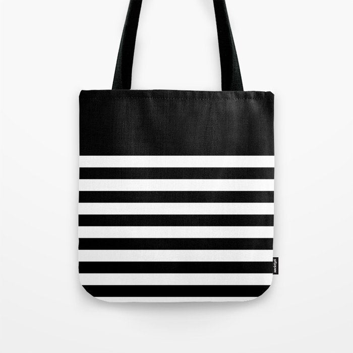 Elegant Black & White Stripes Tote Bag Gallery Image 1