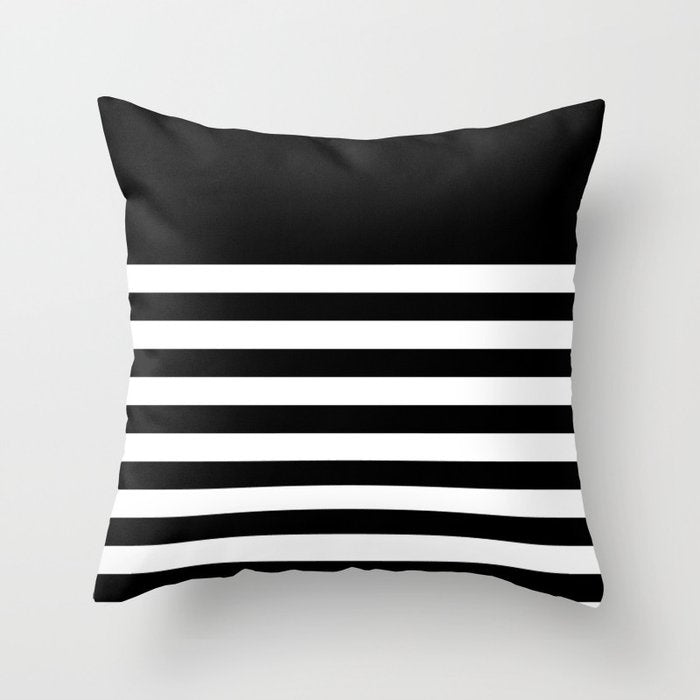 Elegant Black & White Stripes Throw Pillow Gallery Image 6