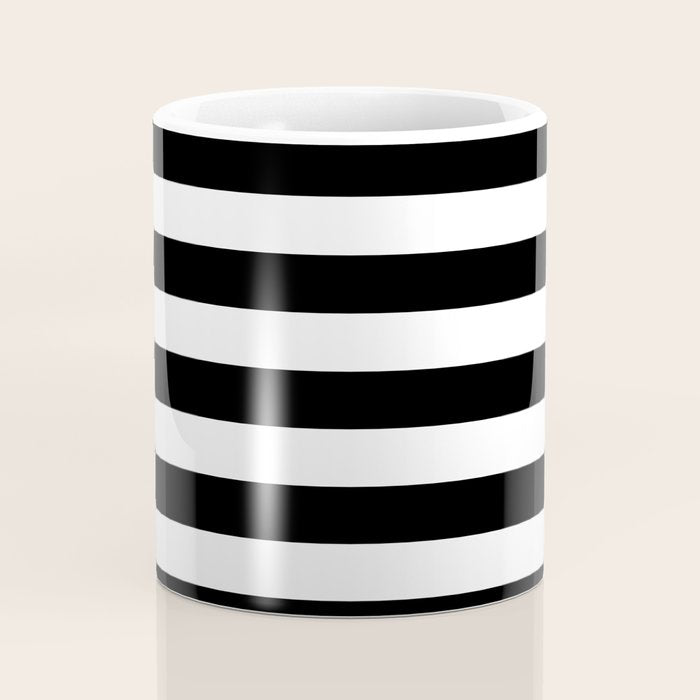 Elegant Black & White Stripes Coffee Mug Gallery Image 4