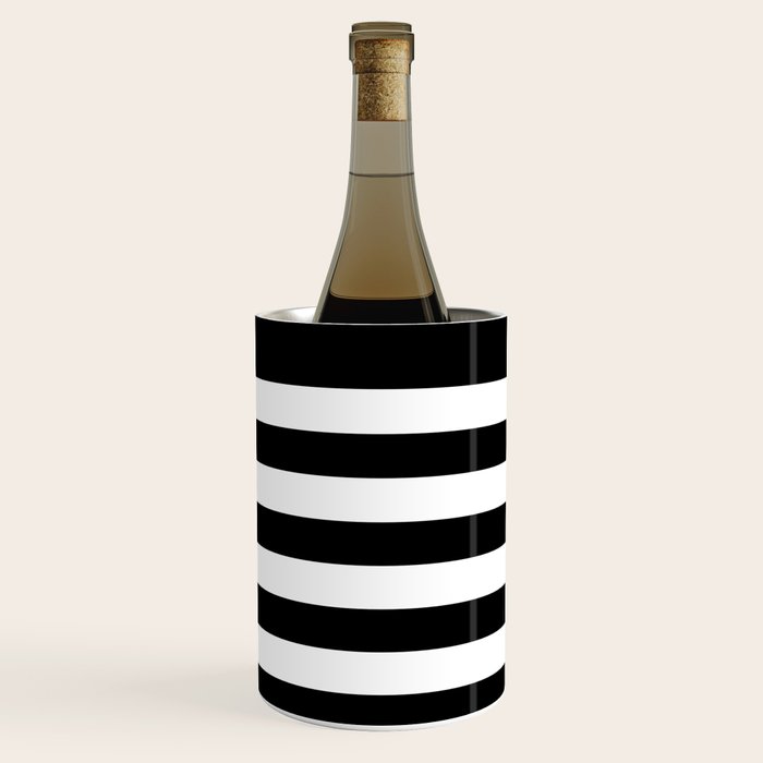 Elegant Black & White Stripes Wine Chiller Gallery Image 1