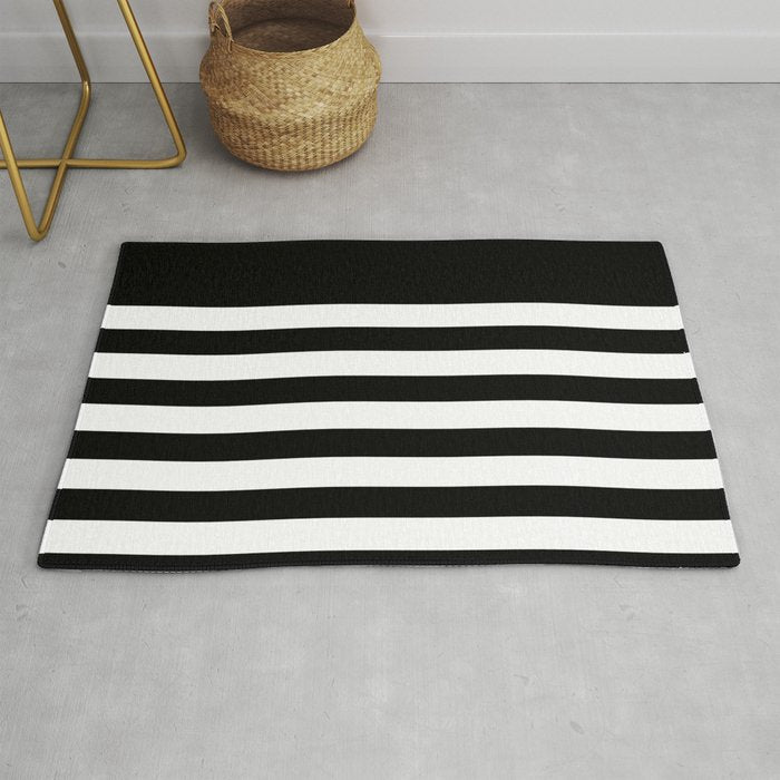 Elegant Black & White Stripes Rug Gallery Image 1