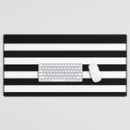 Elegant Black & White Stripes Desk Mat Gallery Image 1