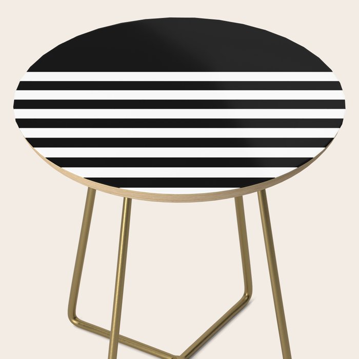 Elegant Black & White Stripes Side Table Gallery Image 2