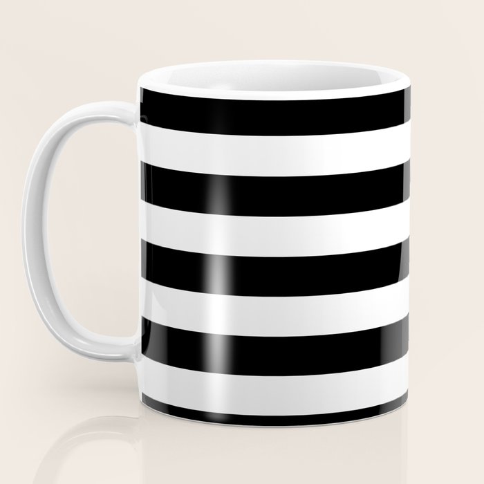 Elegant Black & White Stripes Coffee Mug Gallery Image 3