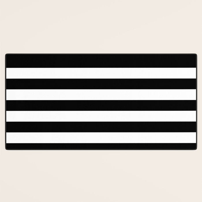 Elegant Black & White Stripes Desk Mat Gallery Image 3