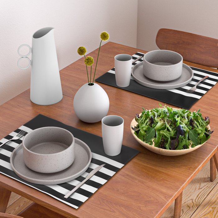 Elegant Black & White Stripes Placemat Gallery Image 2