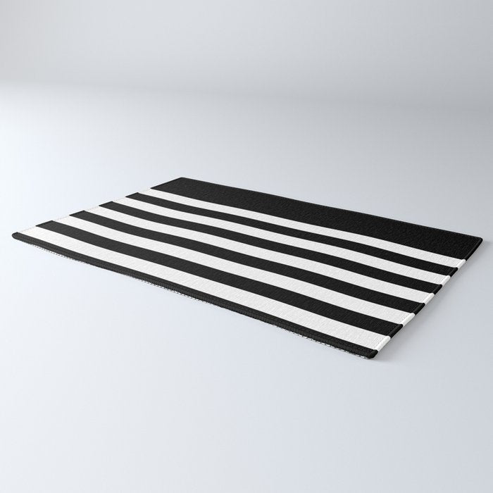 Elegant Black & White Stripes Rug Gallery Image 3