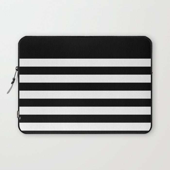 Elegant Black & White Stripes Laptop Sleeve Gallery Image 1