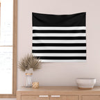 Elegant Black & White Stripes Wall Tapestry Gallery Image 2