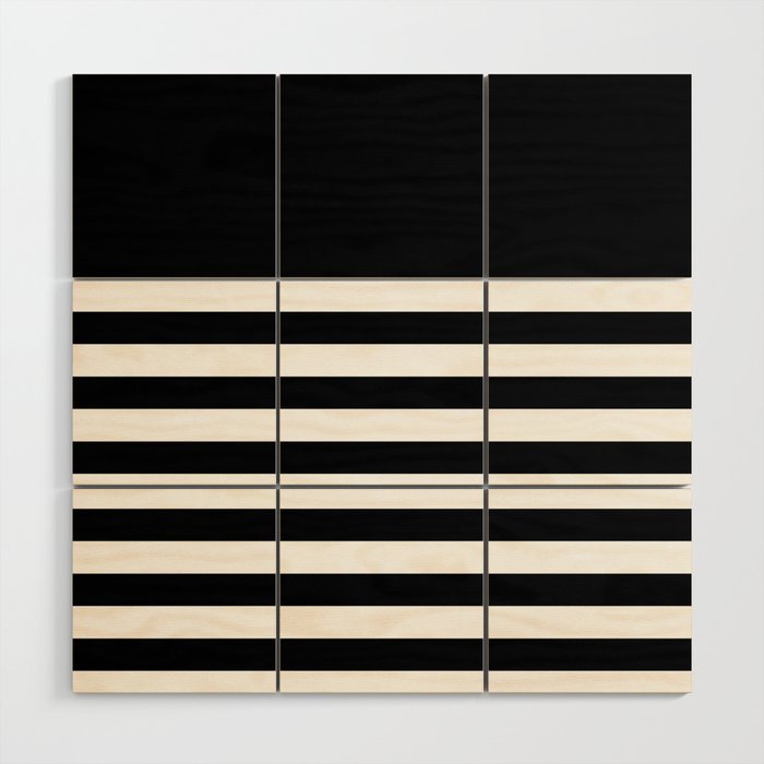 Elegant Black & White Stripes Wood Wall Art Gallery Image 1