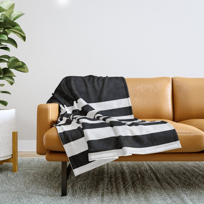 Elegant Black & White Stripes Throw Blanket Gallery Image 1