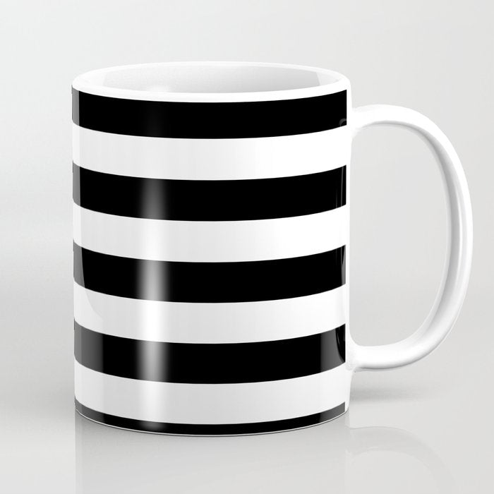 Elegant Black & White Stripes Coffee Mug Gallery Image 1