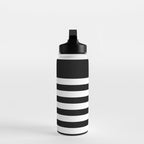 Elegant Black & White Stripes Water Bottle Gallery Image 3