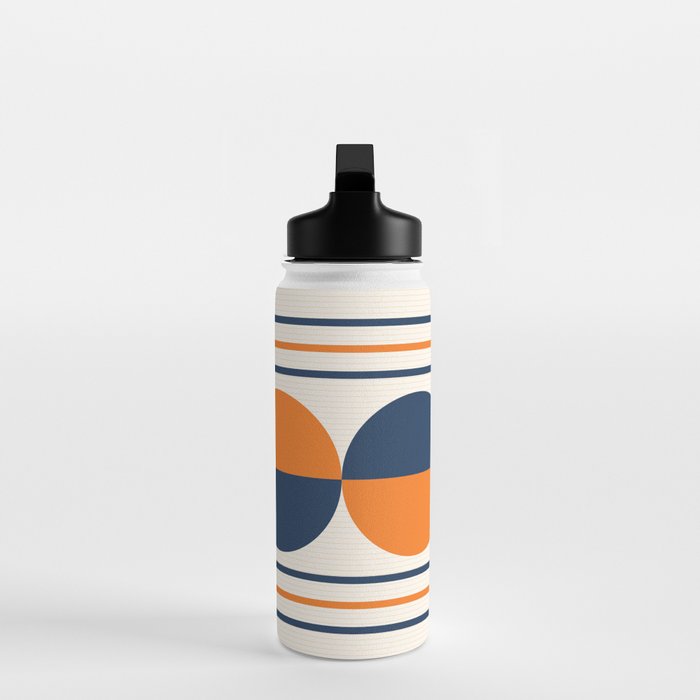 Abstract Shapes 78 in Orange and Navy Blue Water Bottle Gallery Image 3