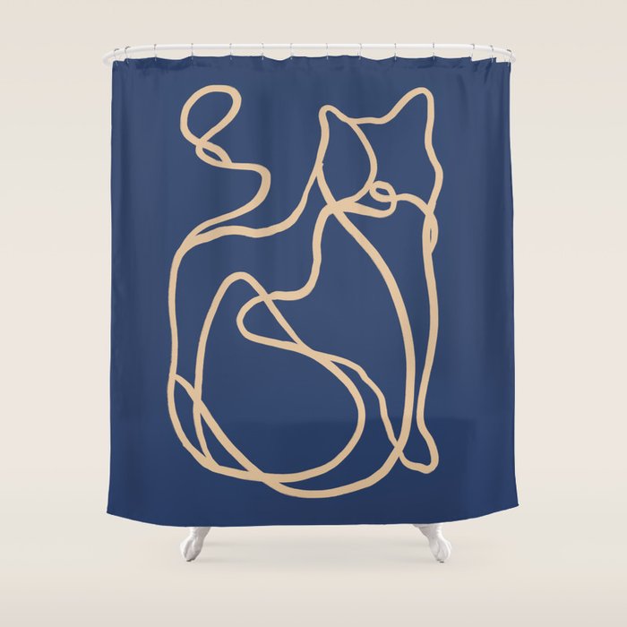 Abstract Line Art Cat 6 Shower Curtain Gallery Image 1